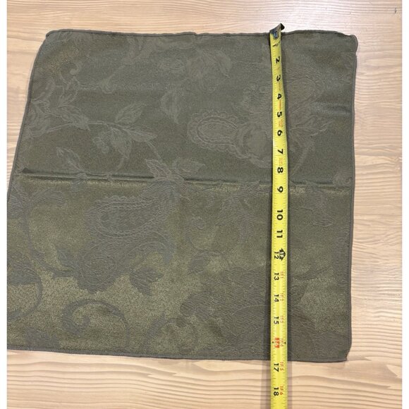 Set - 4 Olive Green Paisley Polyester Napkins Monochromatic Mediterranean Color - Picture 4 of 5